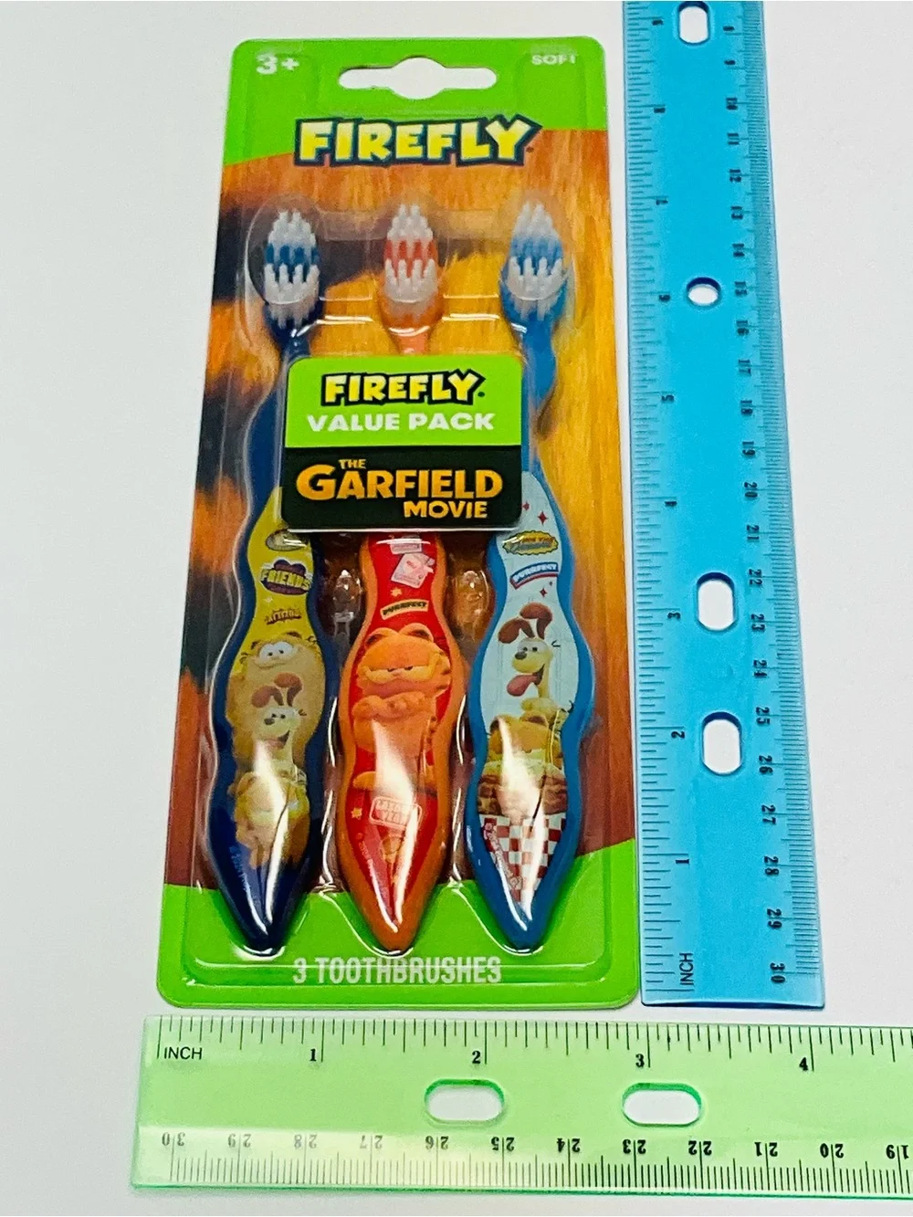 🌼4/$10🌼 NIP Firefly Garfield Movie Kids Toothbrush 3 Pack Kids Oral Care 3yrs+
